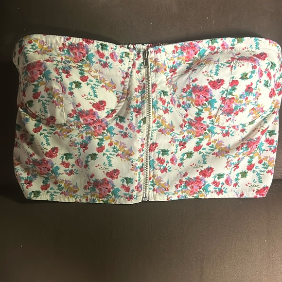 Floral zip up tube top - Picture 1 of 3